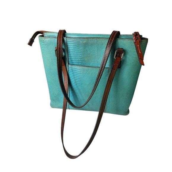Dooney & Bourke Aqua Lizard Embossed Small Lexington Women’s Tote Bag Sold Out - Picture 7 of 16